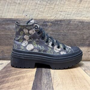 Converse Chuck Taylor All Star Lugged Heel Floral Platform Shoes Size 7.5 Women